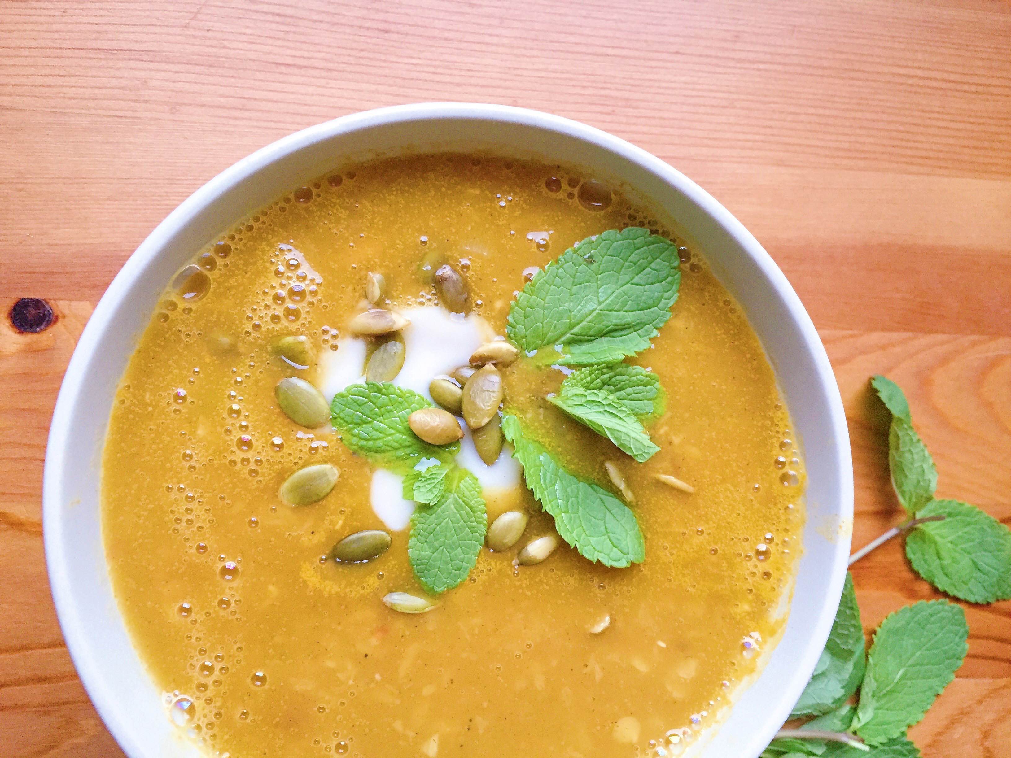 Curried Lentil Soup with Yogurt & Mint