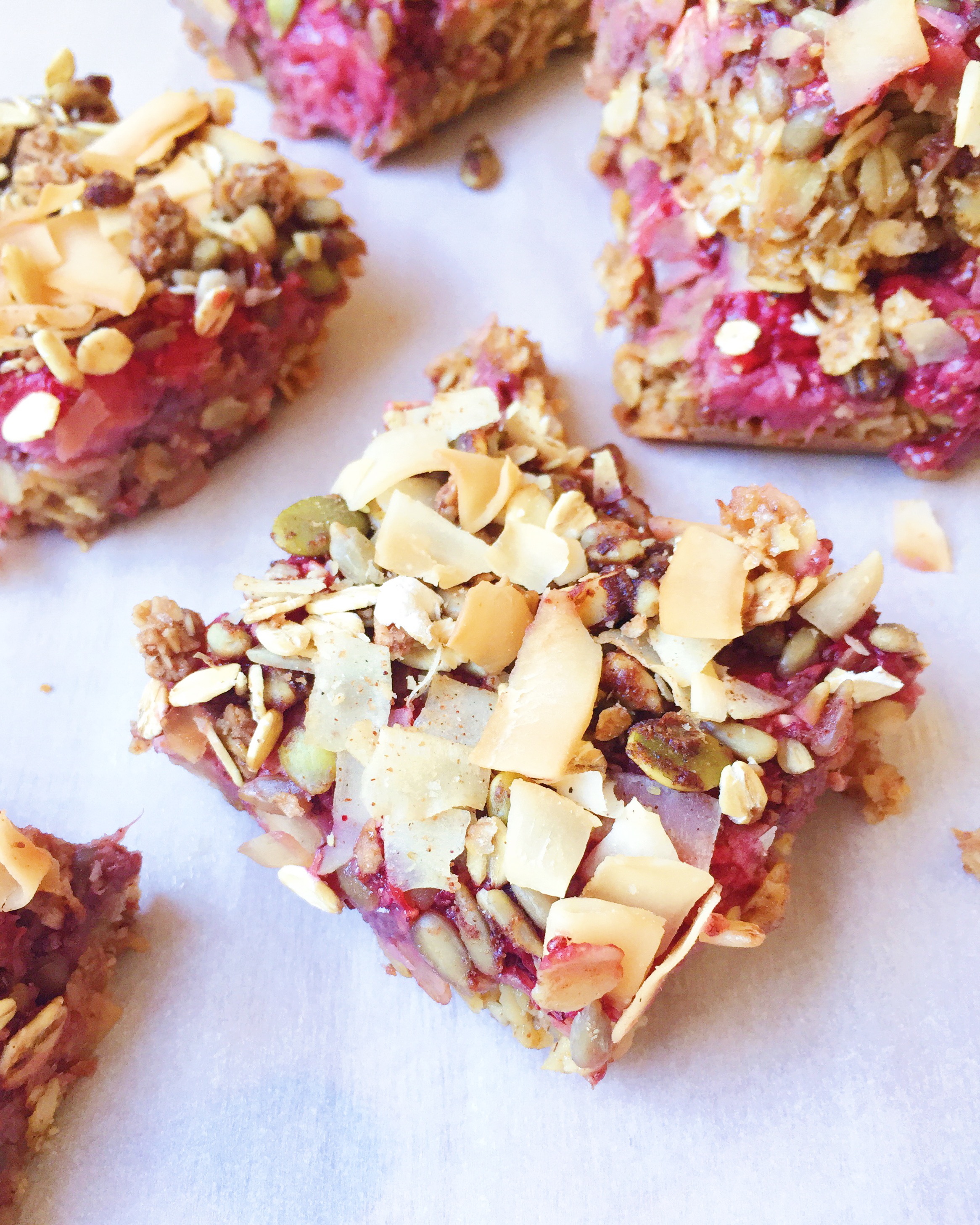 Strawberry Almond Butter Oat Squares