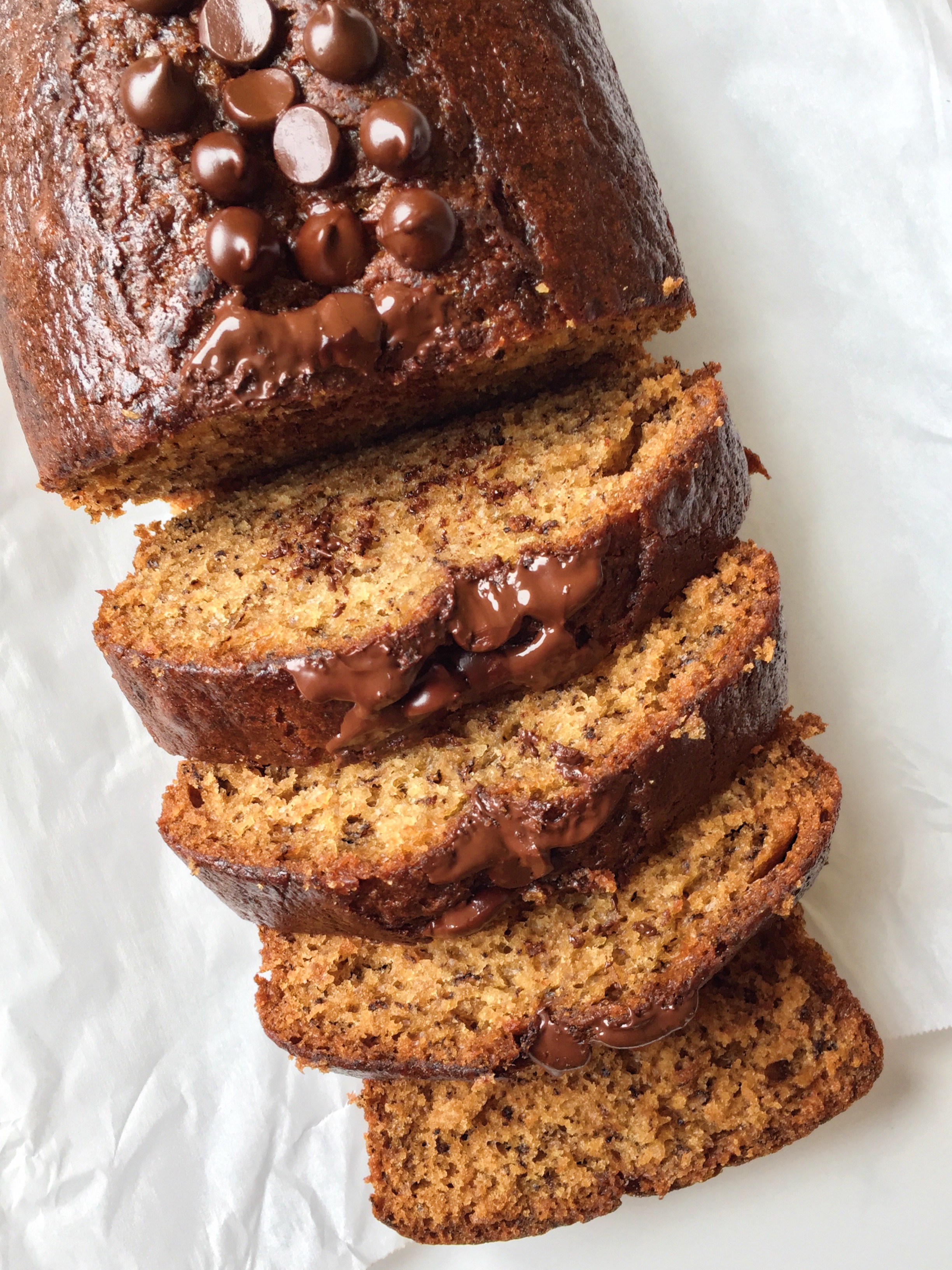 Chocolate Chip Banana Bread (nut, dairy, refined sugar and gluten free)