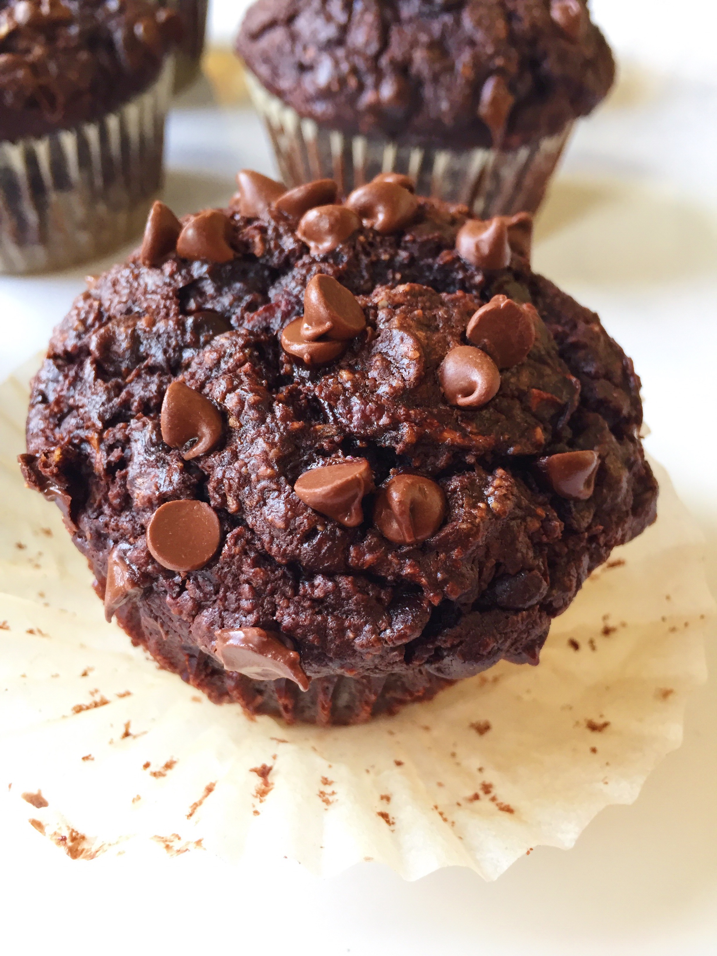 Healthy Double Chocolate Zucchini Muffins