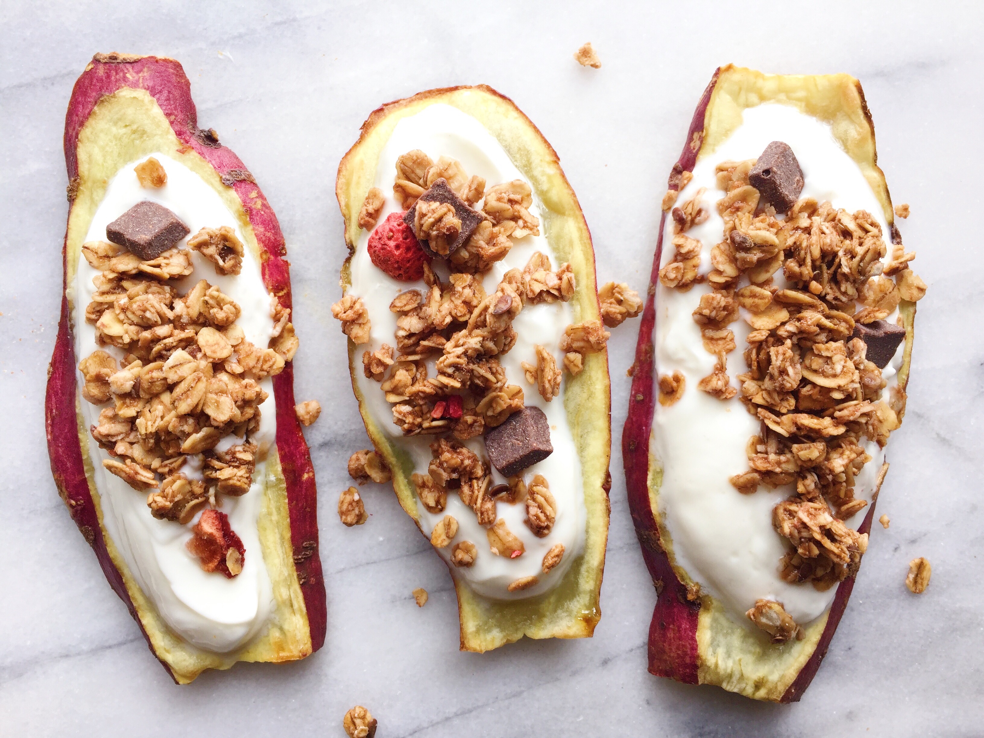 Yogurt and Granola Sweet Potato Boats