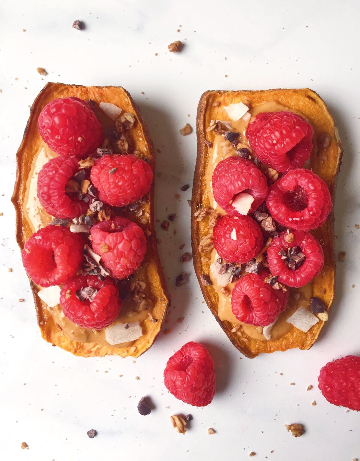 Raspberry and Almond Butter Sweet Potato Toasties
