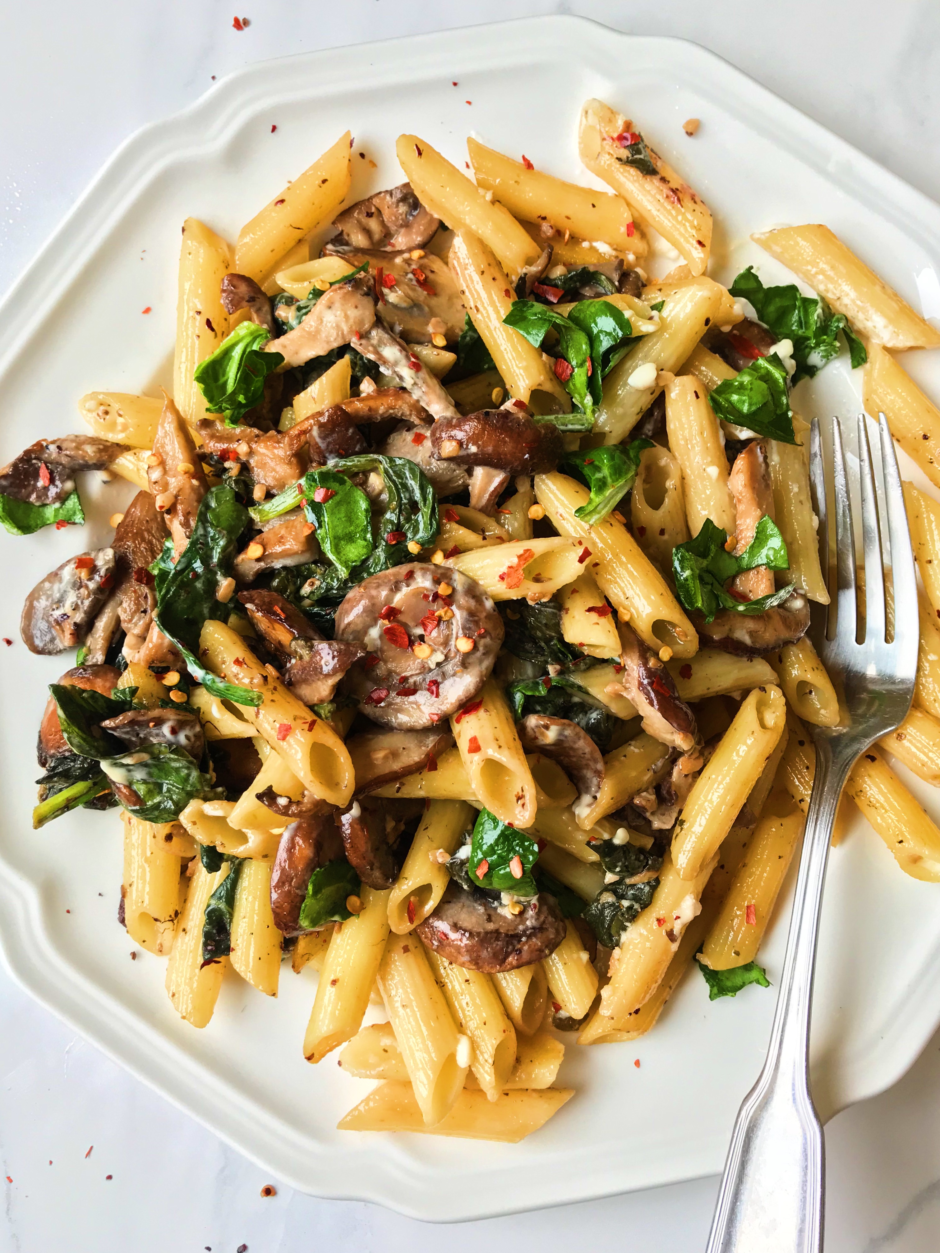 Mushroom and Cashew Alfredo Pasta (DF and GF)