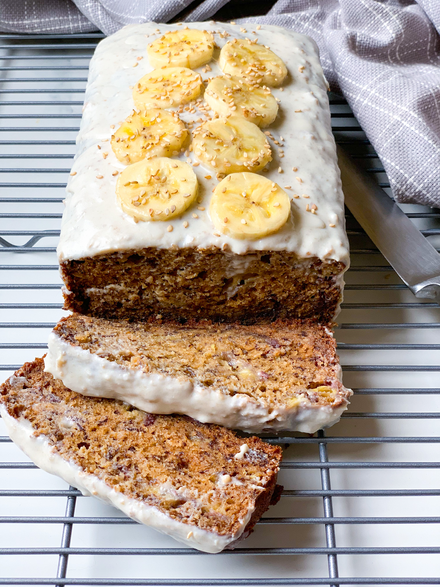 Tahini Glazed Banana Bread