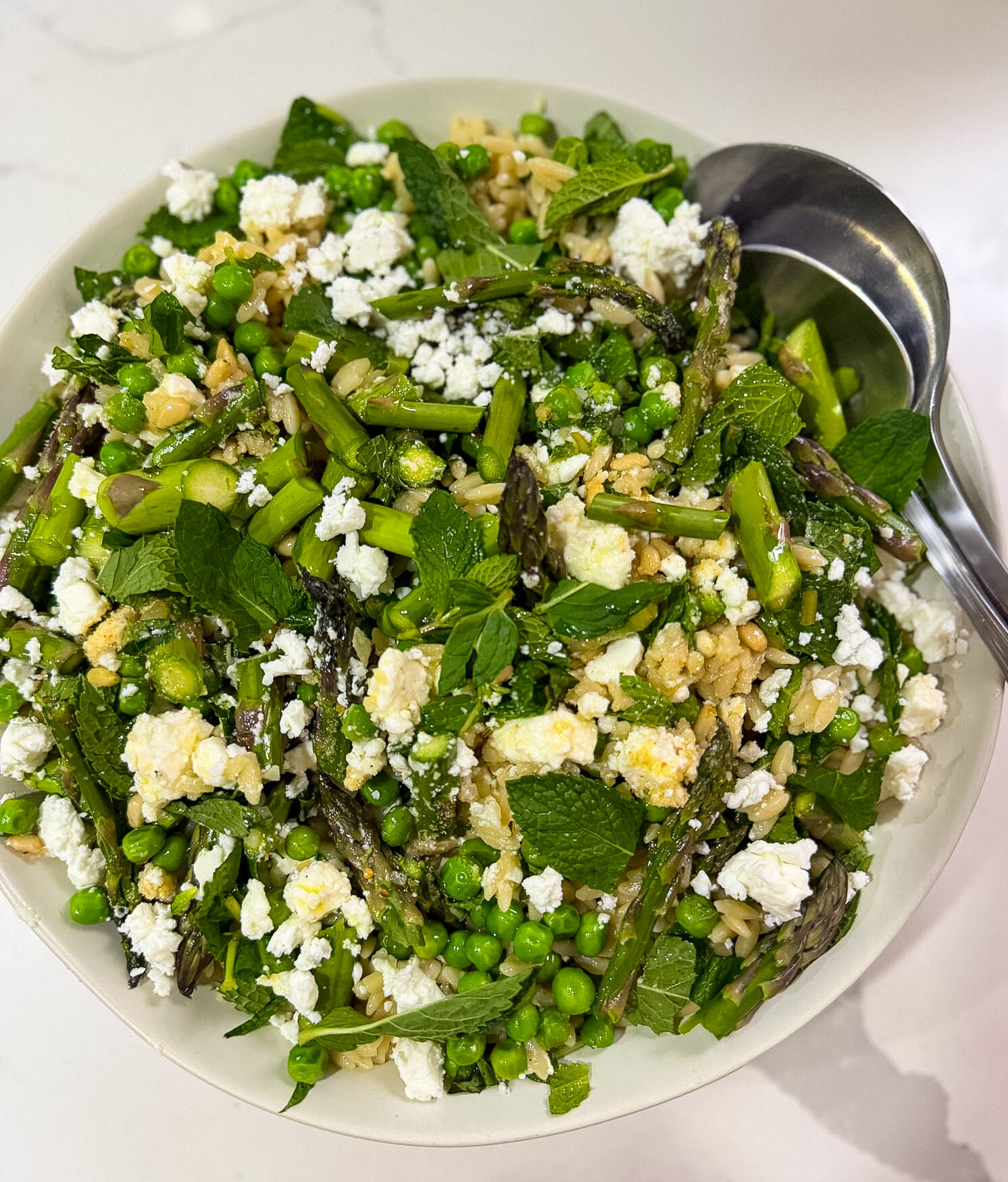 Asparagus & Peas Orzo Salad with Lemon Vinaigrette