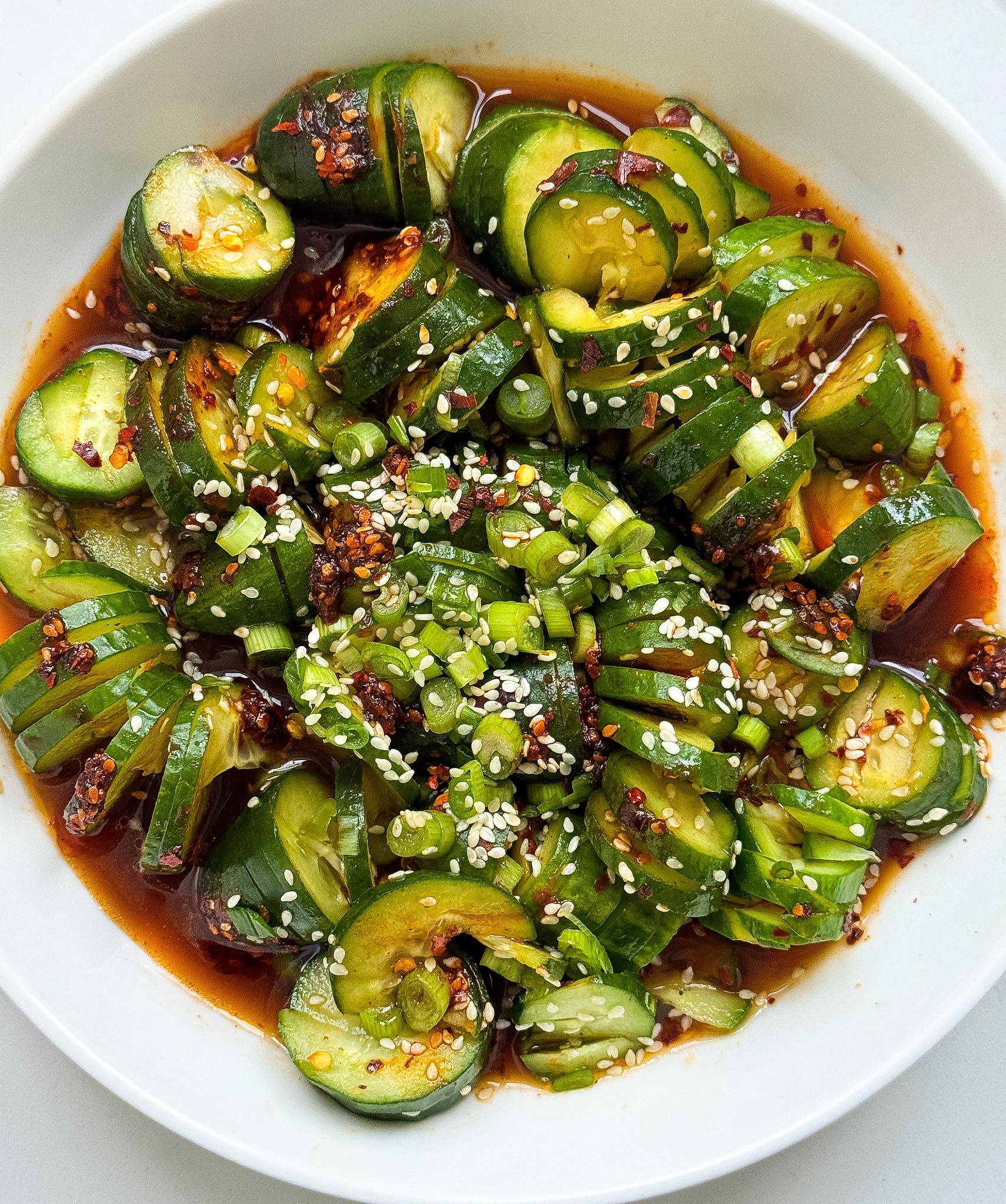 A deliciously refreshing Asian Cucumber Salad that goes well with anything!
